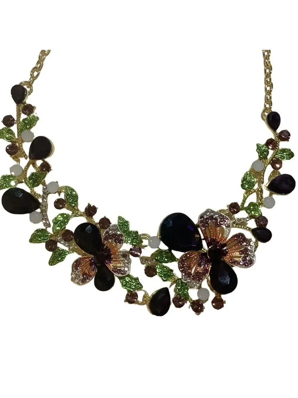 Eye Candy LAMadison Floral Crystal Necklace New